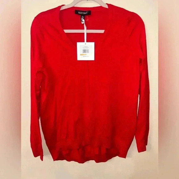 Ellen Tracy V-Neck Sweater Poppy Red Pullover Size S - Picture 2 of 4